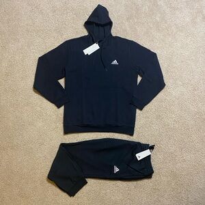 adidas Essentials FeelCozy Tracksuit Mens Black Authentic 2 Piece Set Sweatsuit